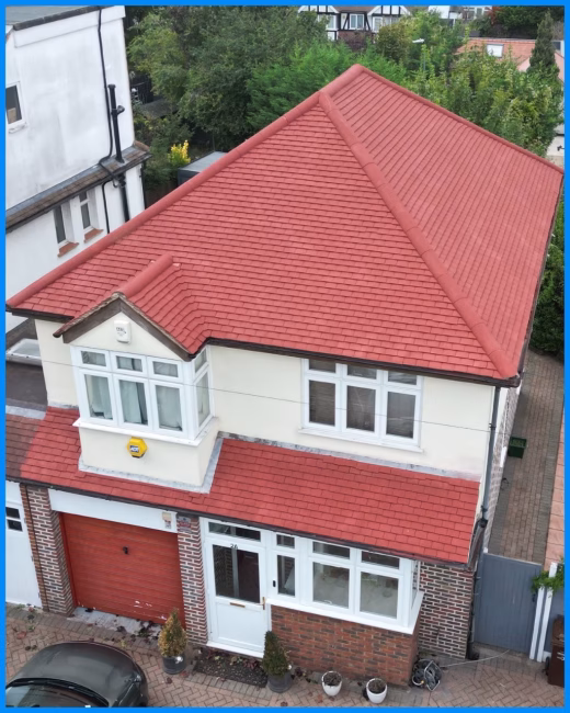 After coating: Fully restored, sealed and protected roof